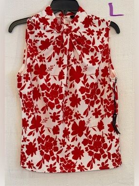 Sleeveless Red Floral Tie-Neck Camisole - Women's